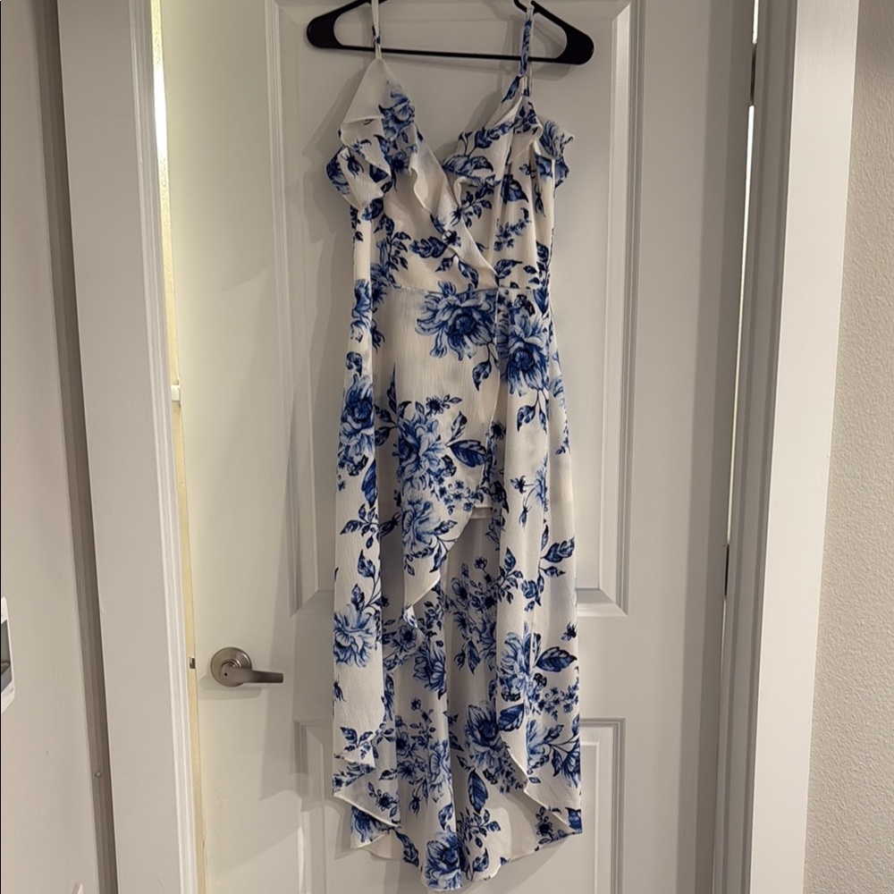 Floral Blue and White Dress